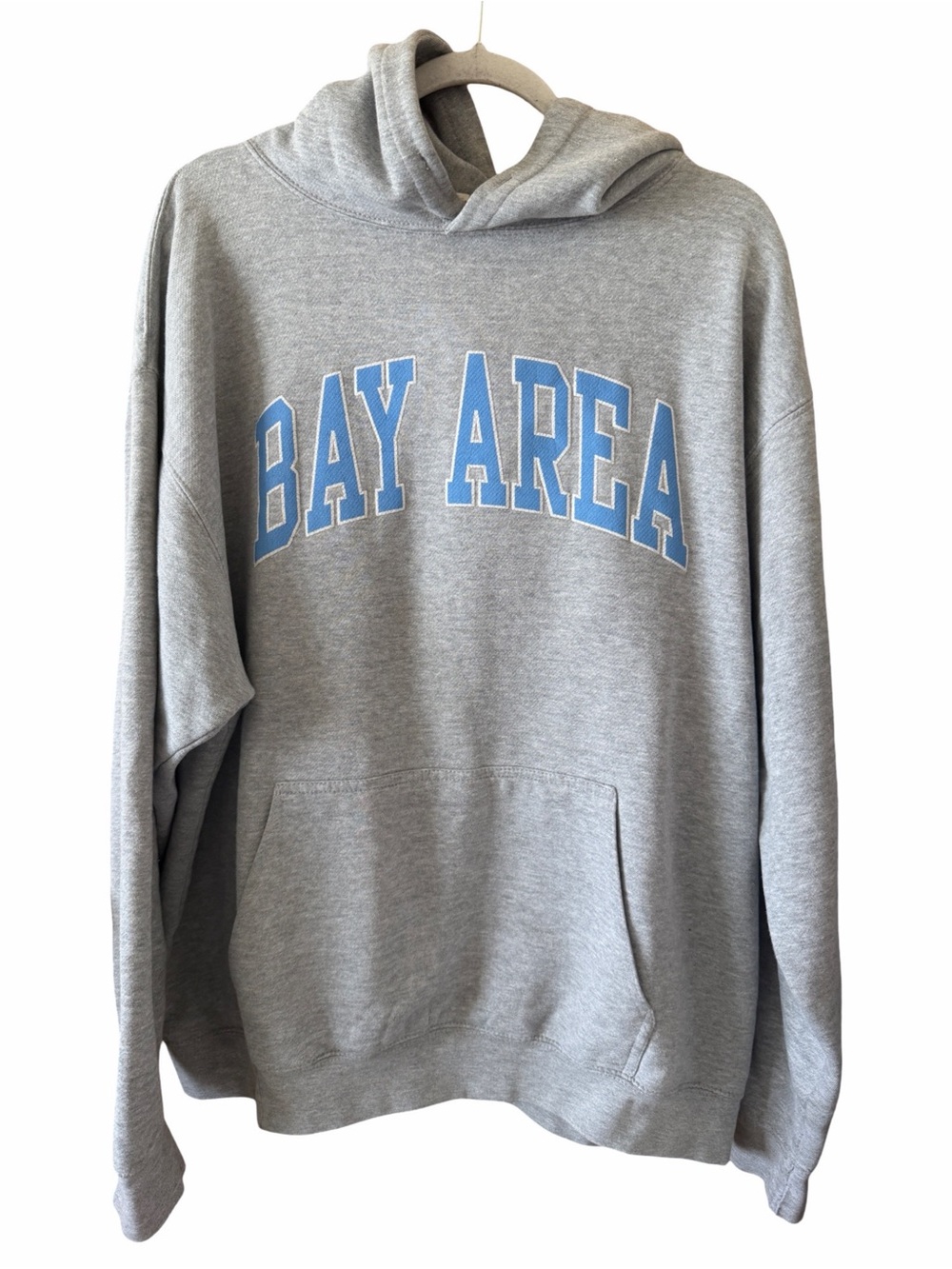 Brandy Melville Gray Hoodie with Light Blue BAY AREA Lettering